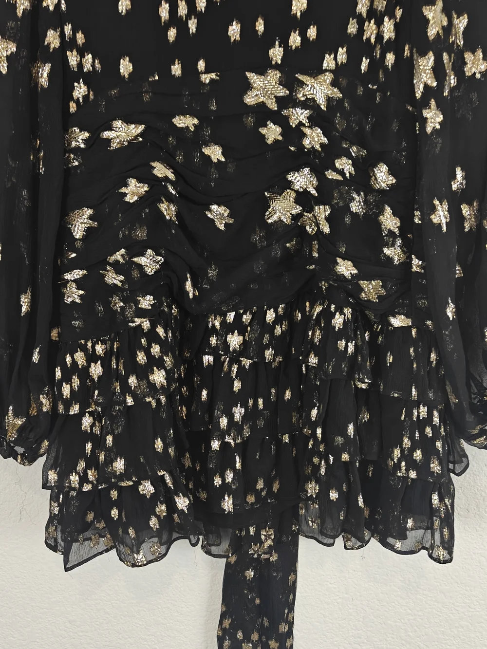 LoveShackFancy Rina Metallic Star Mini Dress Silk Blend Fairytale Party Sz 2 - Picture 5 of 16